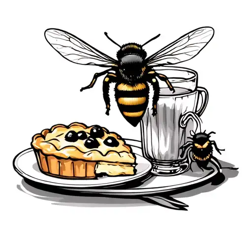 Ice Tea With A Bee And A Piece Of Pie