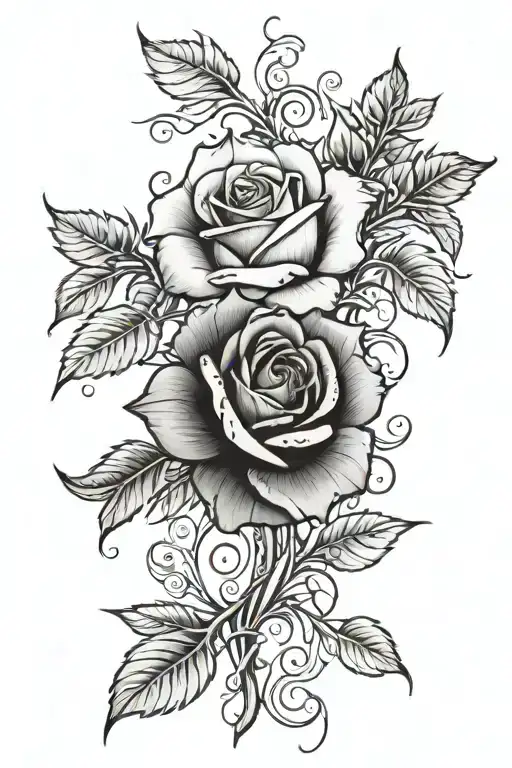 Red Rose And Thorn Vine