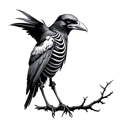 Raven Skeleton Perched
