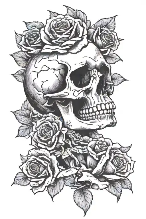 Skull Hand Holding A Rose
