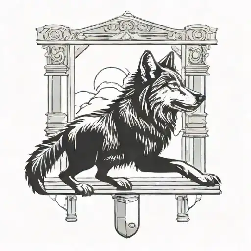 Wolf Howling At A Rugby Goal Post