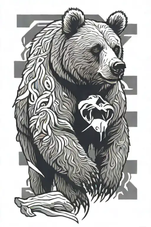 Grizzly Bear With Line Work