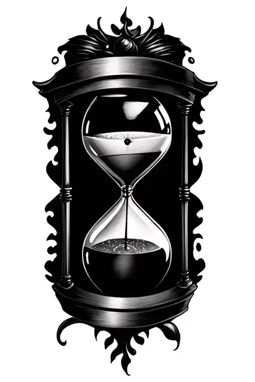 Hourglass And Clock Face On Top
