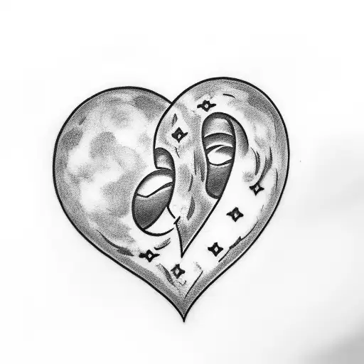 A Heart-shaped Tattoo With The Name 'Happy Moon' Intertwined In A Decorative Script