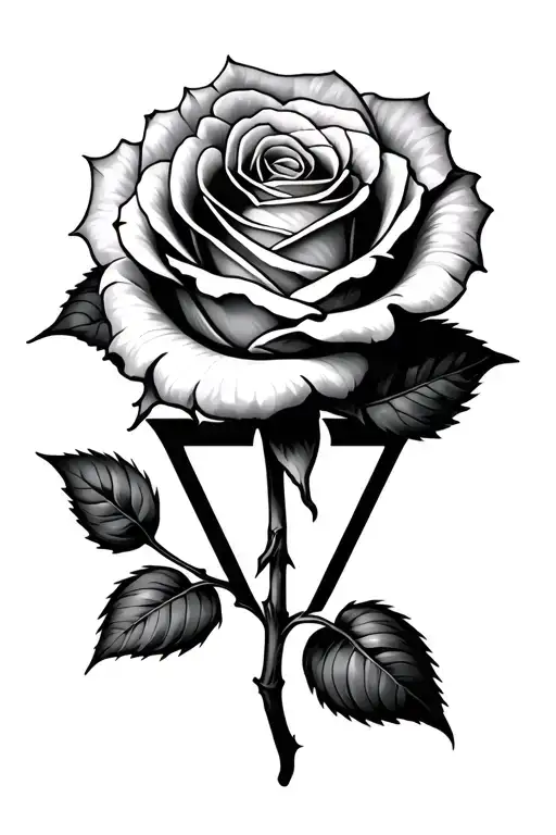 A Rose Without Stem With The Letter V