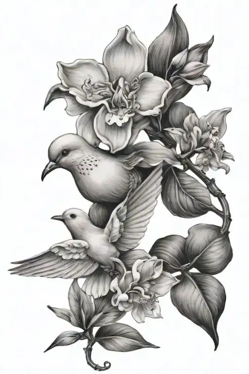 Dove And Orchid Flower