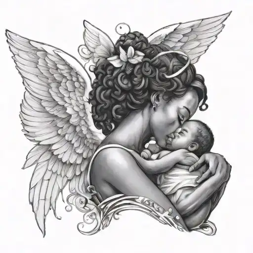 Black Woman And Baby Angel