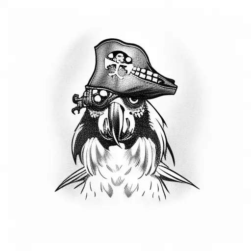 Parrot With Pirate Hat Doing Cocaine