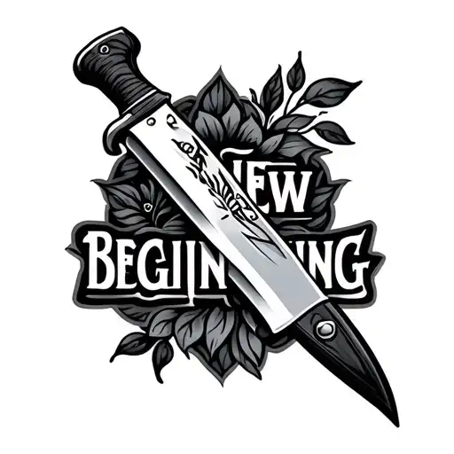 Knife Tattos With New Beginning Written On It