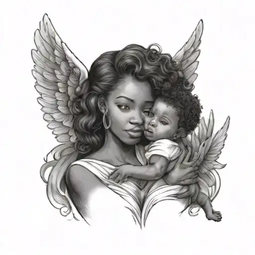 Black Woman Holding Baby Angel