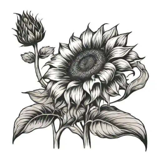 Sunflower With Stem Name Written