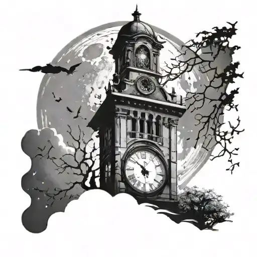 A Clock Tower Under A Mesmerizing Moonlit Sky