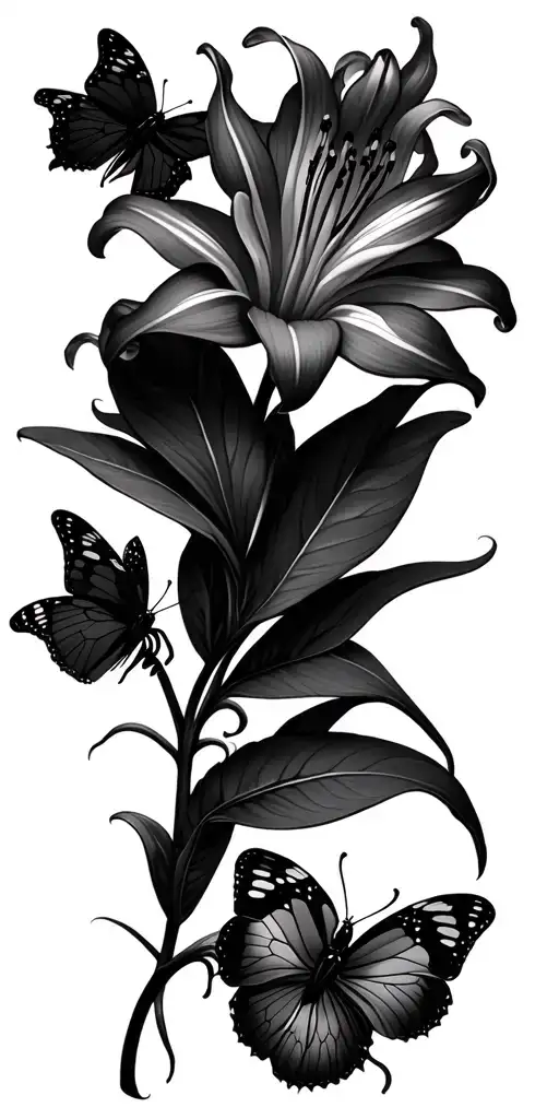 Spiderlily Flower With Butterflies