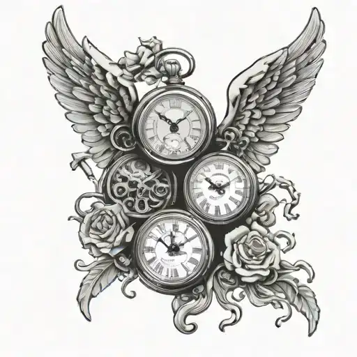 Melting Pocket Watches With Angel Wings