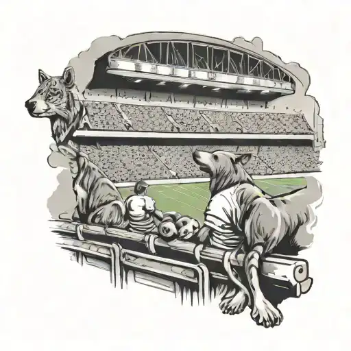 A Football Stadium Scene With A Family Of Animals Watching From The Stands