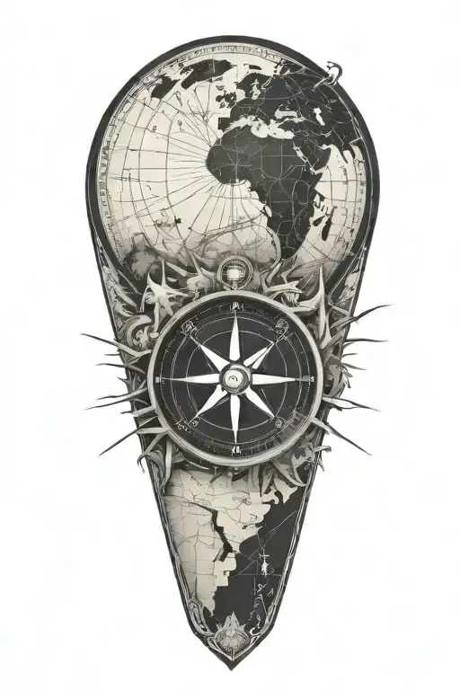 Map With Compass Beach