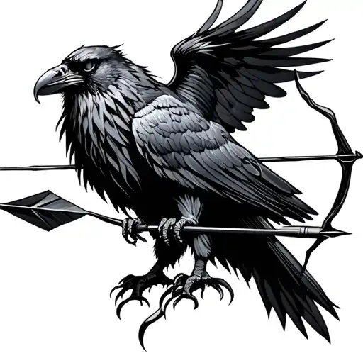 Nortic Raven Shedding With Bow And Arrows