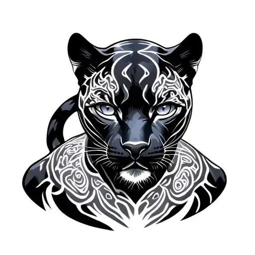 Black Panther With Trippy Eyes All Over His Body