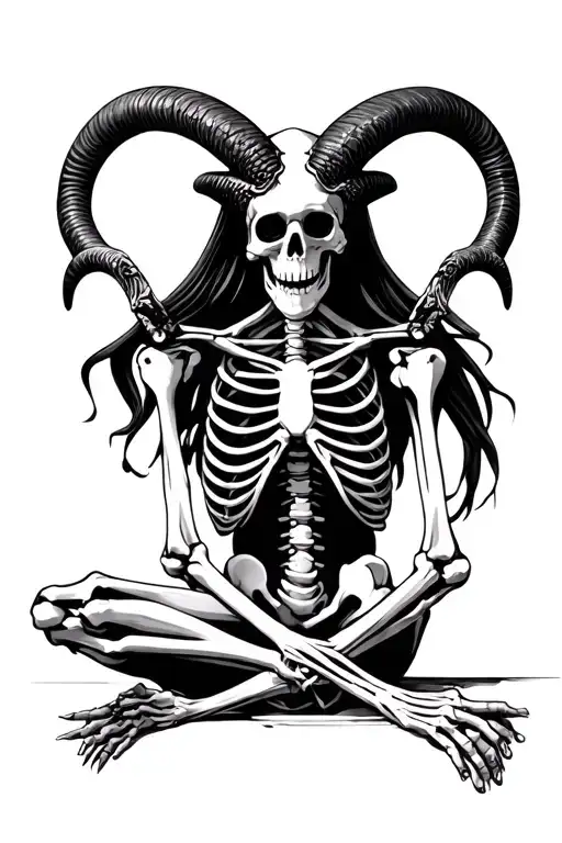 Skeleton In Baphomet Position