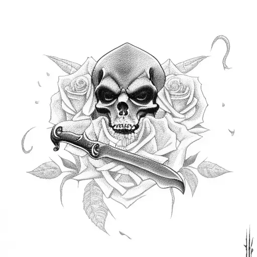 Grim Reaper With Scythe And Roses