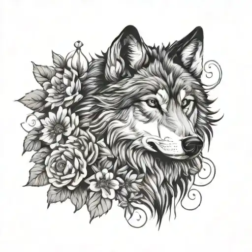 Wolf Drawn Out Of Flowers