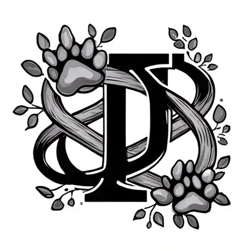 Alphabet J With Infinity Symbol And Paw Print