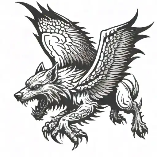 Wolf Dragon Eagle Flying