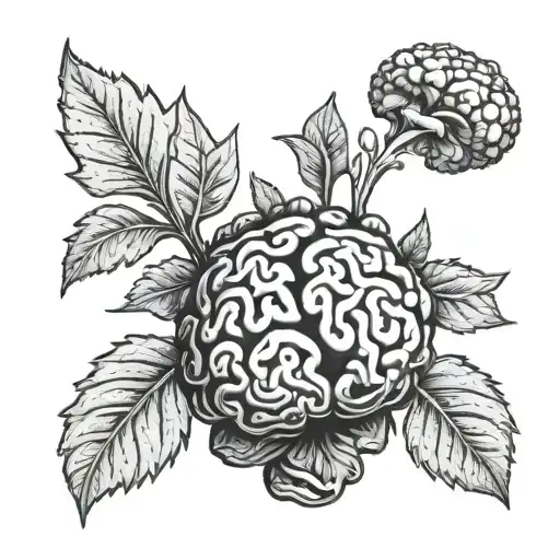 Celosia Plant In The Shape Of A Brain In The Style Of Pottery
