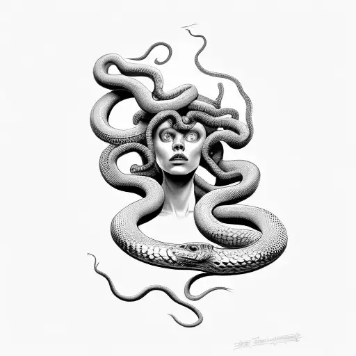 Medusa With One Big Snake And Broken Face