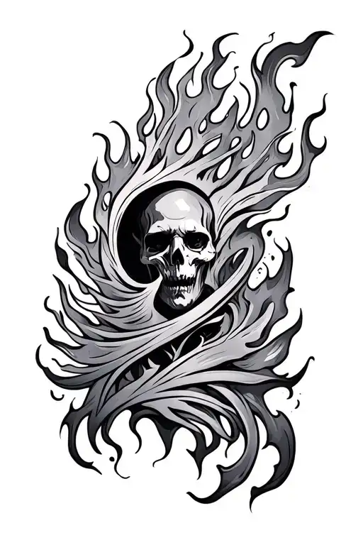 Modern Goth Tribal And Flames Sleeves