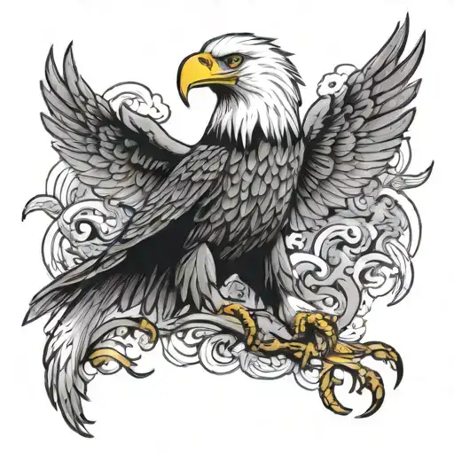 Bald Eagle Killing A Lion And A Dragon