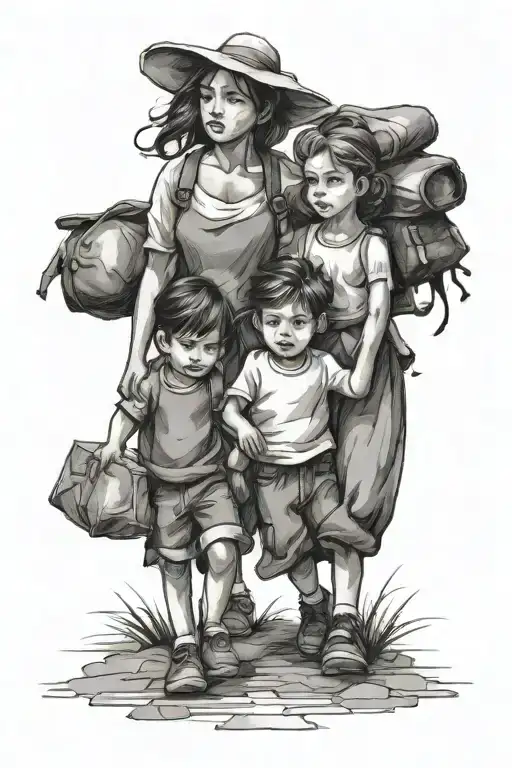 Daughter And Son Walking