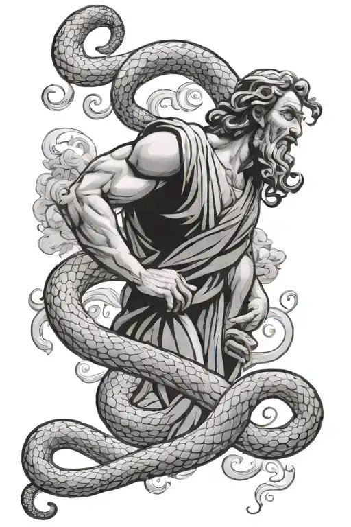 Asclepius Reaching Up To A Snake Crawling