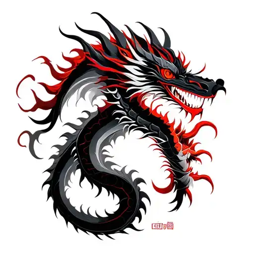 Black And Red Chinese Dragon