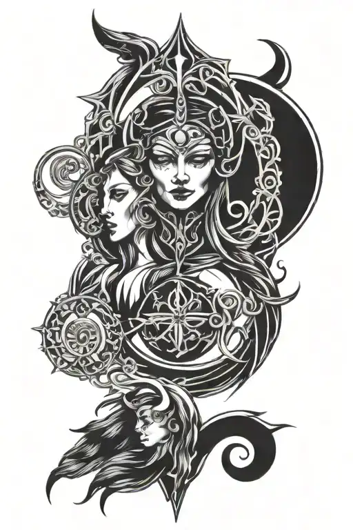 Hecate Symbol Triple Moon Symbol