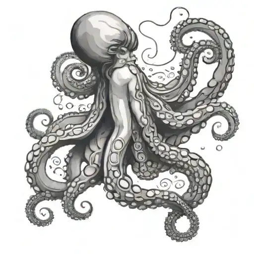 An Octopus Climbing Up A Woman's Thigh