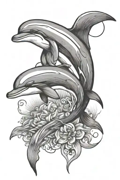 Dolphin And Moon Shining