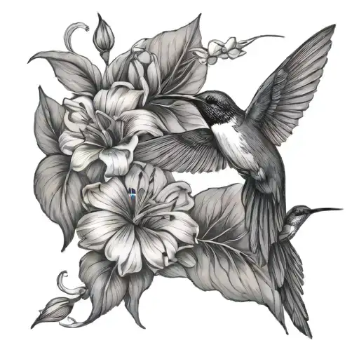 Wild Flower And Humming Bird