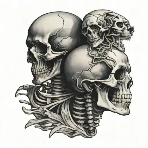 A Skeleton Holding A Human Head In A Shakespearean Pose