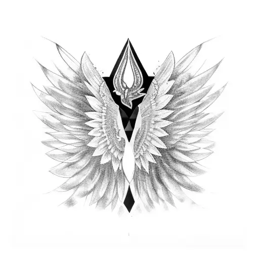 Female Back Tattoo With Wings