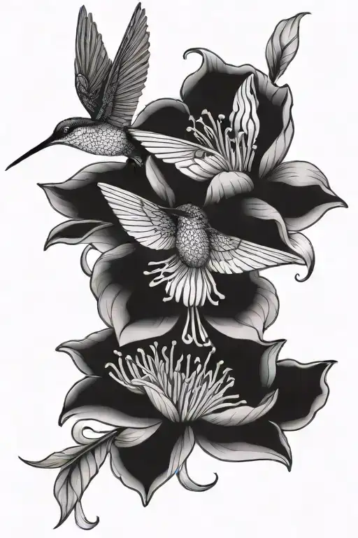 Dahlias Water Lily Vines Primrose Hummingbird Sitting