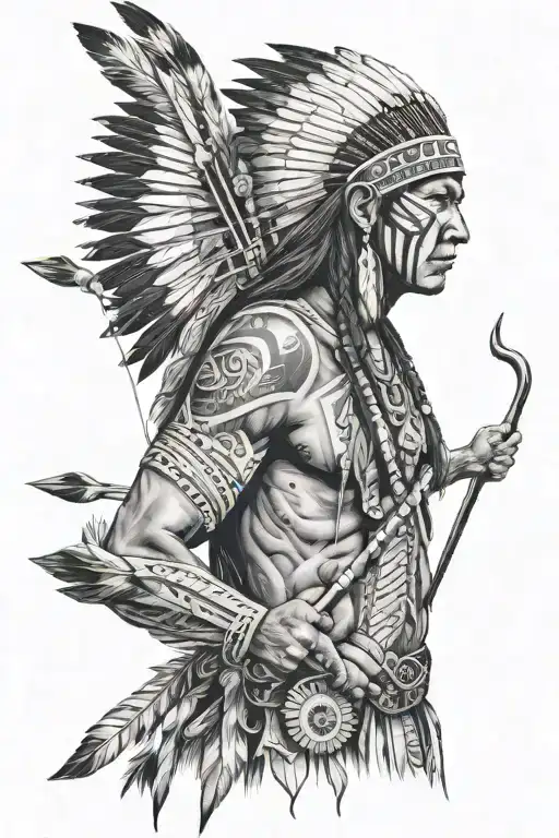 Native American With Bow And Arrow