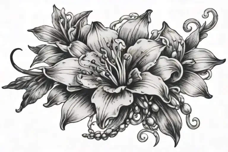 Rosary Wrapped Around Lilly Flower Growing