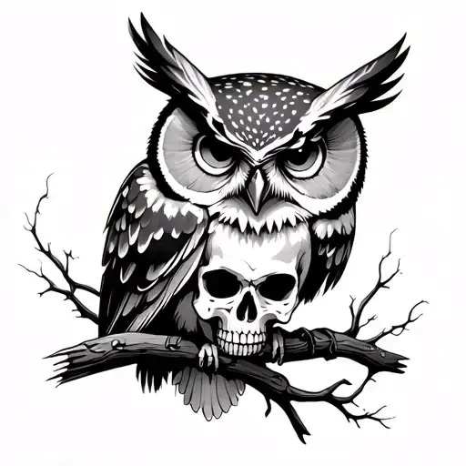 Owl And Skulls Sleeve Tattoo Design