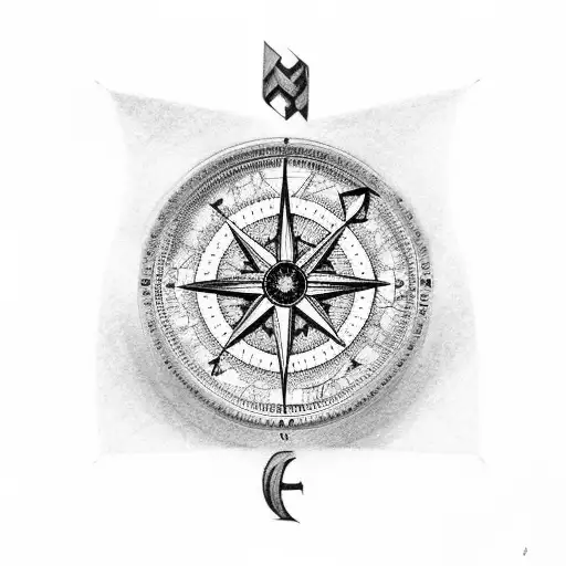 Mountain Scene And Compass