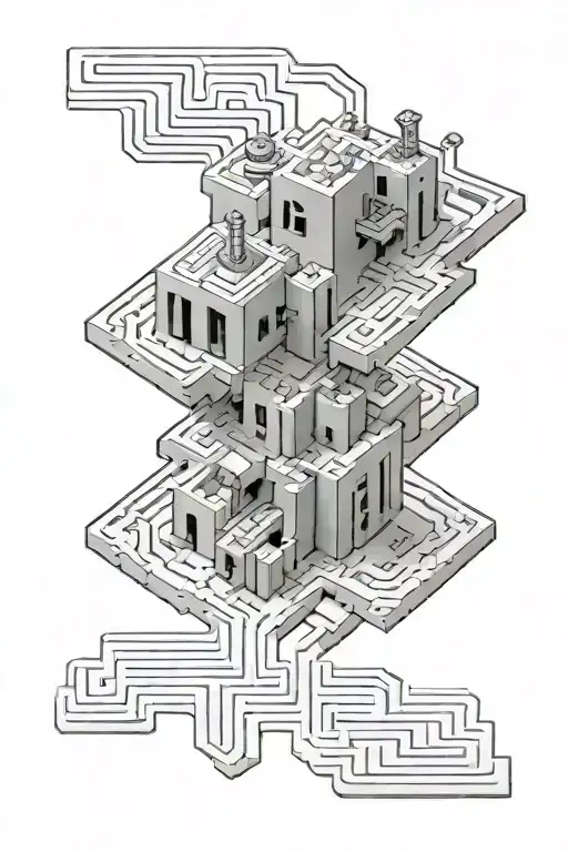 Statistitian Symbol Surrounded By A Lego Brick Maze With A Home At The Center