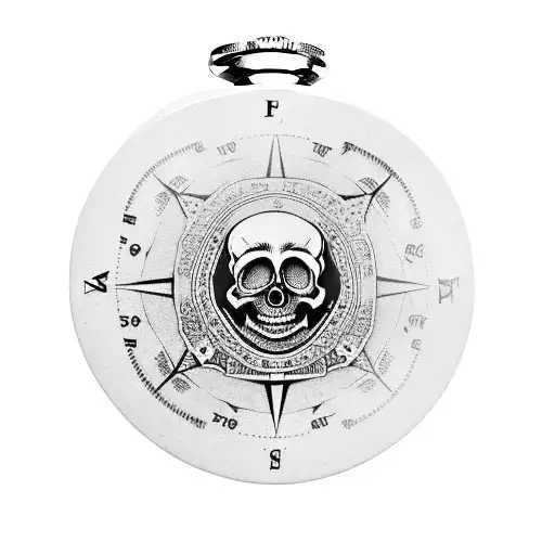 Skull Piston Adventure Compass Harley Flask