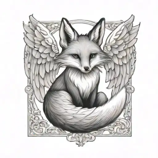 Small Fox With Angel Wings Flying