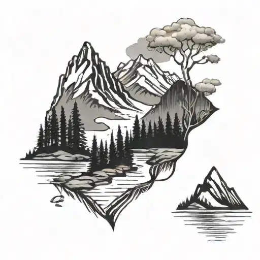 Hiking Trail Mountain Trees Lake Surrounded By Mountains