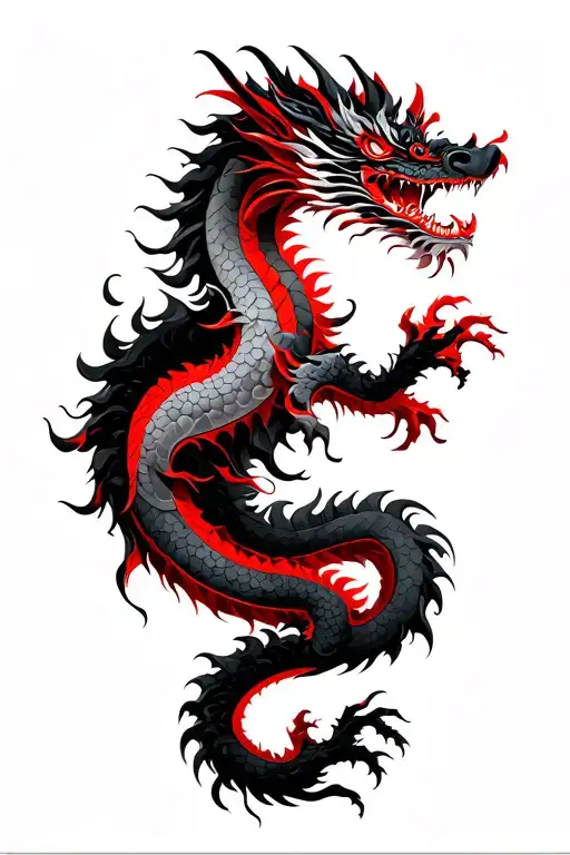 Black And Red Chinese Dragon